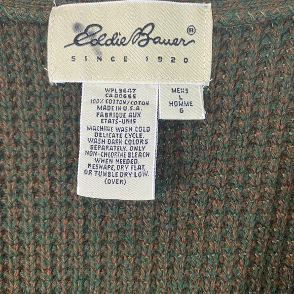 SOLD Eddie Bauer 100% Cotton Woven 4 Button Sweater Vest NWOT - Picture 3 of 7